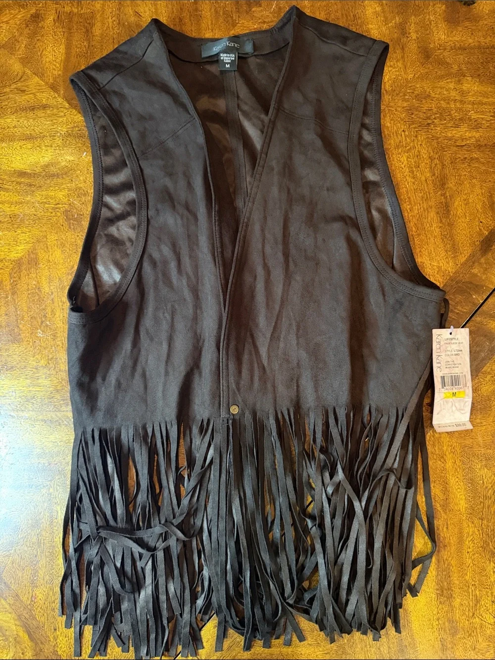 Karen Kane Dark Brown Fringe Vest western